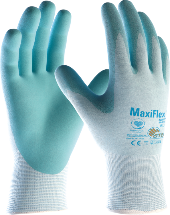 Rękawice robocze z aloesem i wit. E niebieskie MaxiFlex® Active™ 34-824 ATG