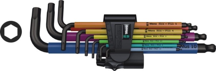 Klucze imbusowe trzpieniowe długie z kulką zestaw 1,5-10 mm Wera 950 SPKL/9 SM N Multicolor - 1