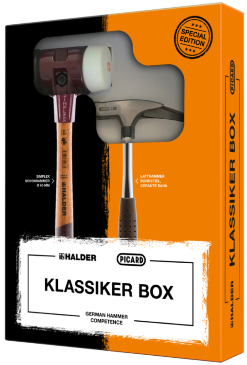 Młotek brukarski SIMPLEX + młotek dekarski Picard w zestawie CLASSIC BOX SET Halder 3027s016 - 1