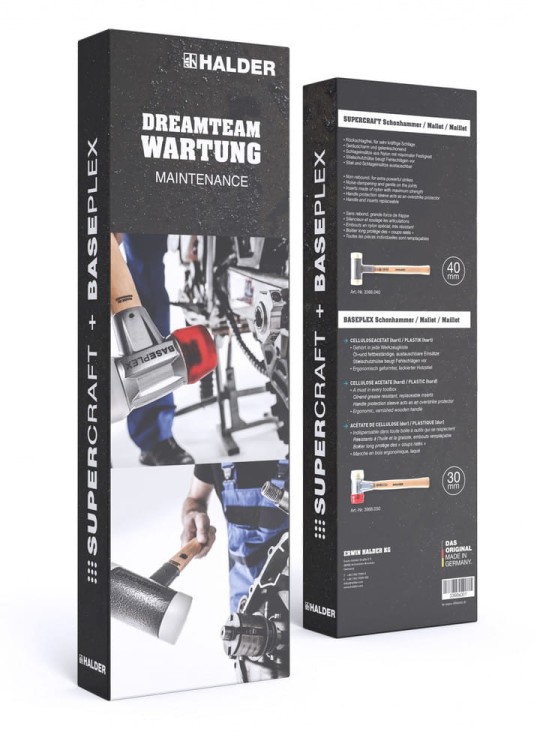 Młotek bezodrzutowy SUPERCRAFT + młotek BASEPLEX w zestawie DREAM TEAM MAINTENANCE Halder 3366s001 - 1