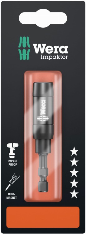 Uchwyt Impaktor z pierścieniem przy trzymującym i pierścieniem magnetycznym, na blistrze, 1/4" x 75 mm 897/4 IMP R SB Wera - 1