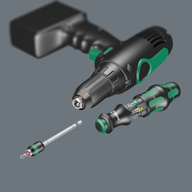 Rękojeść z uchwytem do bitów (grotów) 1/4" z magnesem + 6 bitów Wera Kraftform Kompakt 20 Tool Finder 1 - 7