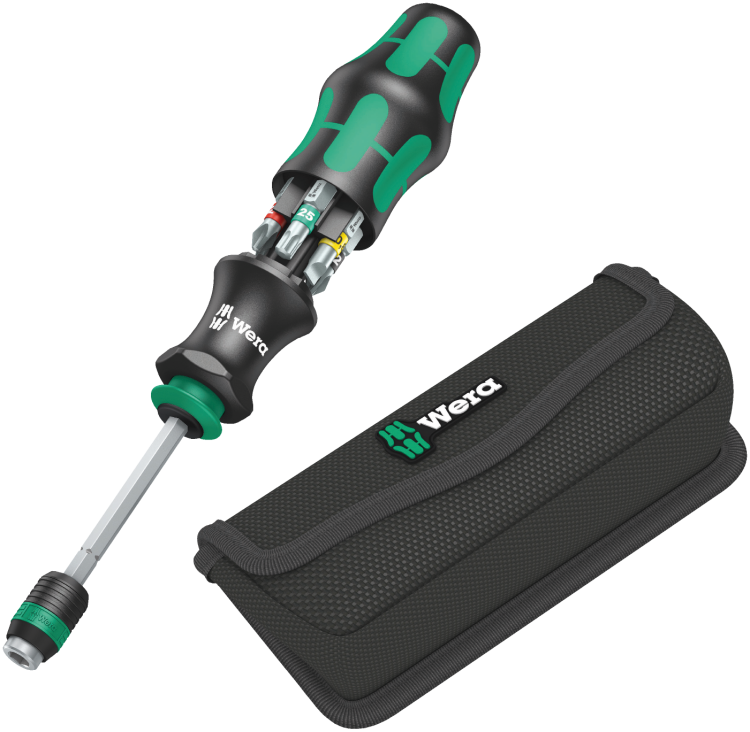 Rękojeść z uchwytem do bitów (grotów) 1/4" z magnesem + 6 bitów Wera Kraftform Kompakt 20 Tool Finder 1 - 3