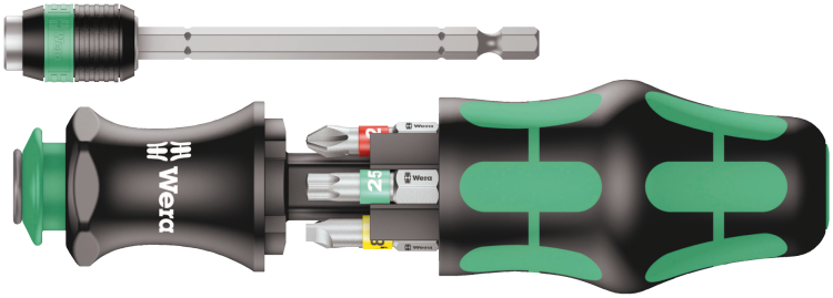 Rękojeść z uchwytem do bitów (grotów) 1/4" z magnesem + 6 bitów Wera Kraftform Kompakt 20 Tool Finder 1 - 5