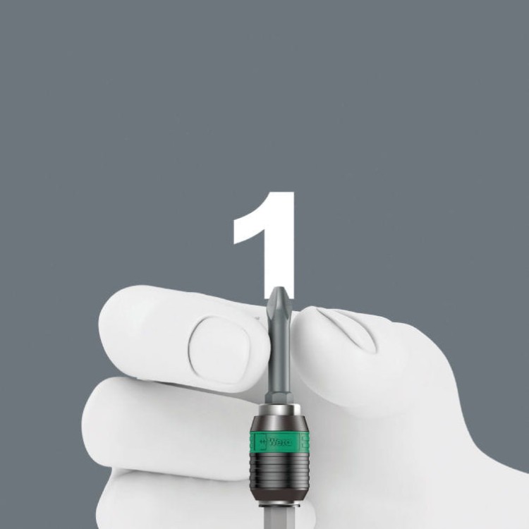 Rękojeść z uchwytem do bitów (grotów) 1/4" z magnesem + 6 bitów Wera Kraftform Kompakt 20 Tool Finder 1 - 8