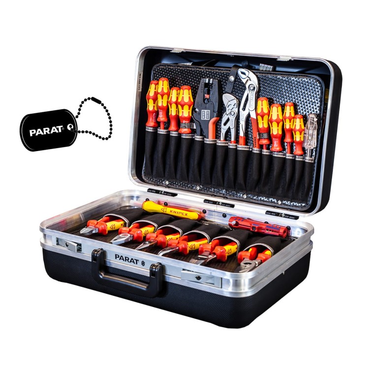 Walizka narzędziowa z wyposażeniem z tworzywa antypoślizgowego X-ABS Parat Silver 485.040-000