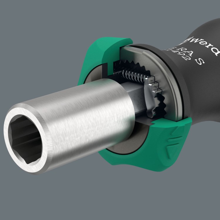 Rękojeść Kraftform Kompakt z funkcją grzechotki 1/4"w 838 RA Wera -  Mechanizm zapadkowy w
 rękojeści