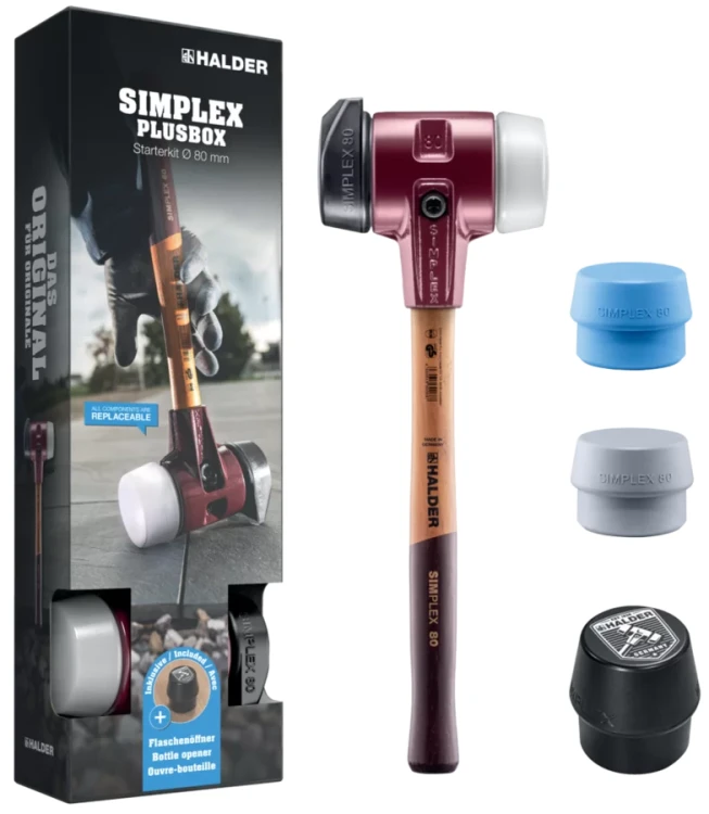 Młotek SIMPLEX stand-up w zestawie z wyminnym wkładkami PLUS BOX 3027s025 Halder