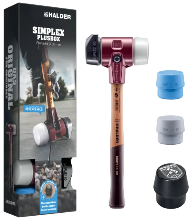 Młotek SIMPLEX stand-up w zestawie z wyminnym wkładkami PLUS BOX 3027s026 Halder