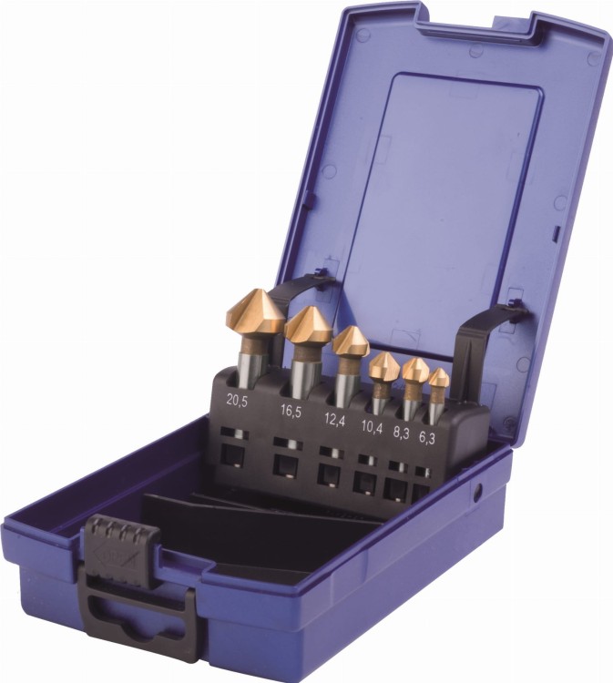 Pogłębiacze stożkowe w zestawie 6 cz. HSS - G TIN DIN 335C DKM - 2400-0020T