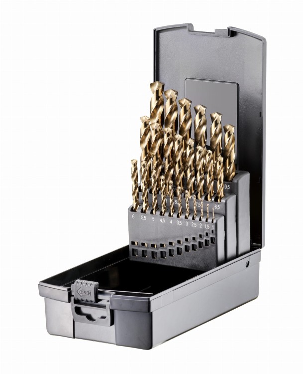 Zestaw wierteł krętych kobaltowych do metalu HSSE CO5 DIN 338 TYP VA Premium DKM  2912-2025 - 25 - częściowy