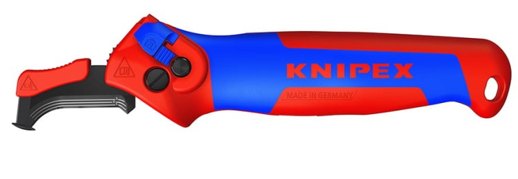 Nóż do usuwania izolacji ze stopką prowadzącą i funkcją grzechotki Knipex 16 50 145 SB - 1
