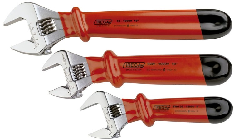 Klucz nastawny izolowany Irega 92W-1000 V - różne rozmiary kluczy