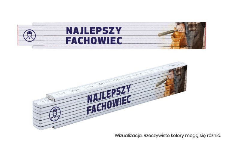 Miara drewniana składana z pomiarem kąta 2 m, z nadrukiem Najlepszy Fachowiec Stabila CAR-37