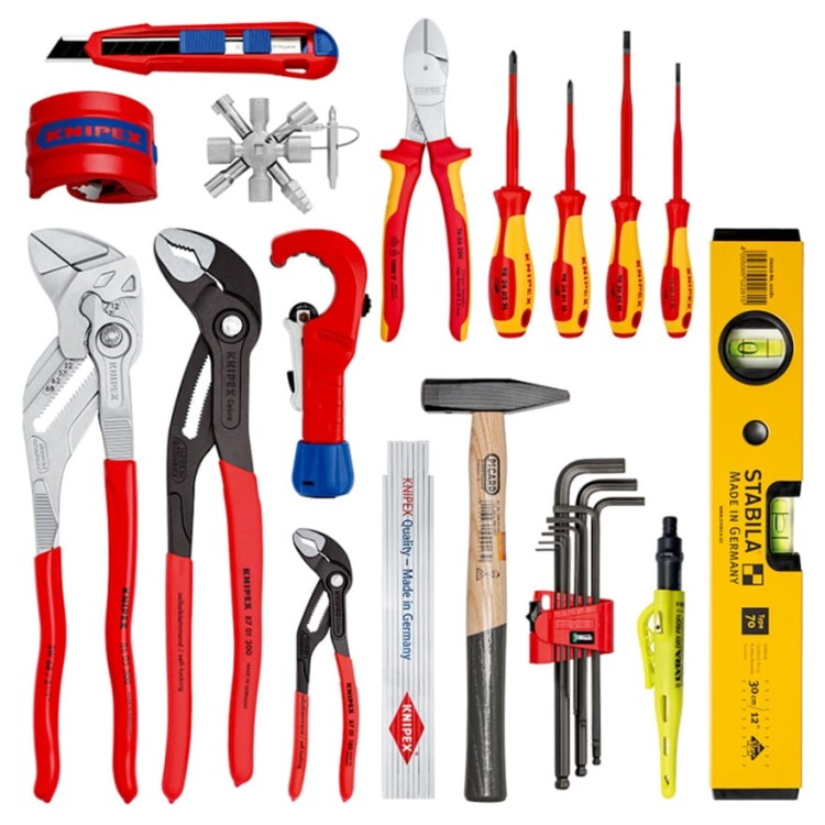 Walizka narzędziowa Robust26 Move do zastosowań w branży sanitarnej Knipex 00 21 33 S -  zawartość walizki
