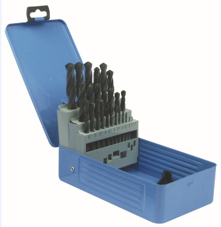Zestaw wierteł krętych walcowanych do metalu HSS DIN 338 19-cz. lub 25-cz DKM  -  zestaw 25 -cz