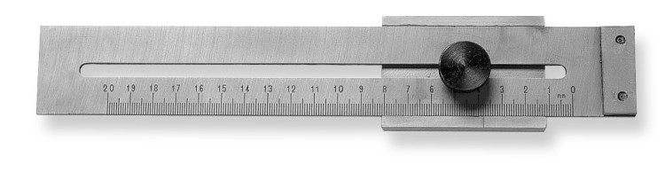 Liniał z ogranicznikiem chromowany 200 mm na zawieszce Scala 619