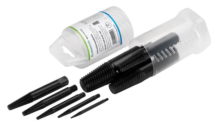 Wykrętaki spiralne do uszkodzonych śrub w zestawie Rennsteig