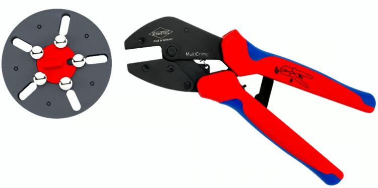 Szczypce zagniatające (praska) z wymiennymi matrycami do końcówek kablowych MultiCrimp® Knipex 97 33 LE  - 2