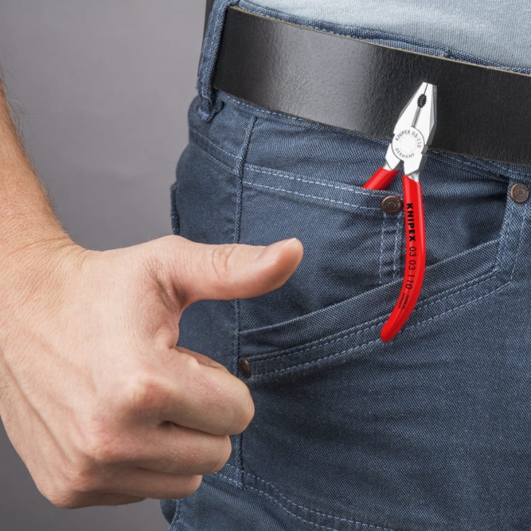 Szczypce uniwersalne miniaturowe Knipex 03 03 110  - idealnie mieszczą się w kieszeni spodni