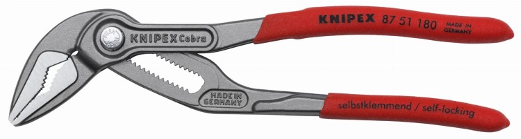 Szczypce nastawne z wydłużoną szczęką "Cobra ES" do rur, rękojeści PCW Knipex 87 51 180