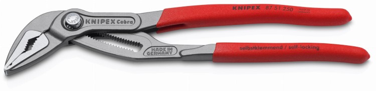 Szczypce nastawne z wydłużoną szczęką "Cobra ES" do rur, rękojeści PCW Knipex 87 51 250