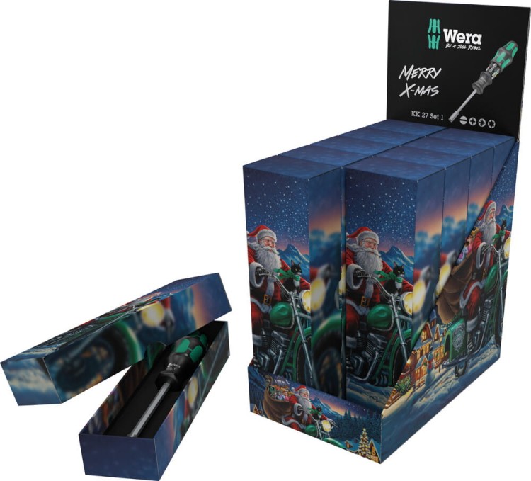 Zestaw rękojeść z bitami (grotami) Kraftform Kompakt 27 Set 1 Christmas 2025 w świątecznym opakowaniu prezentowym Wera