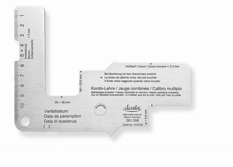 Przymiar do pomiaru zużycia bieżni kół kolejowych Scala 261.358
