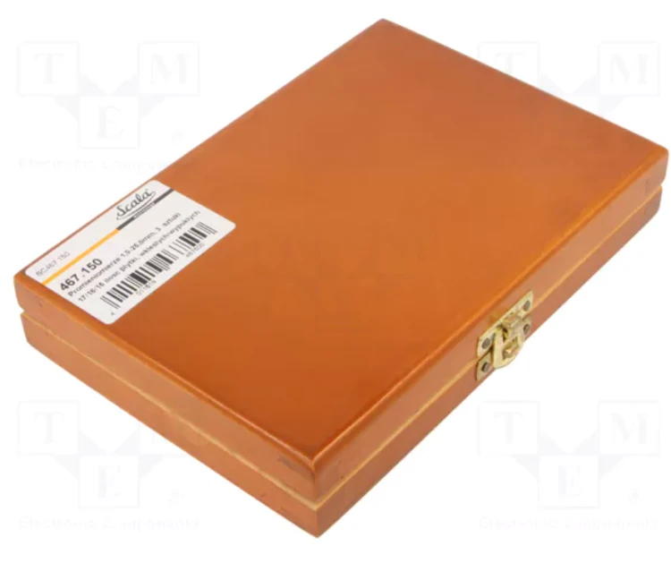 Zestaw promieniomierzy 1.0-25.0 mm w drewnianej kasecie 467.150 Scala - 2