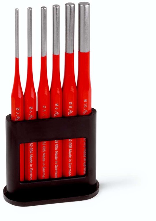 Wybijaki ślusarskie komplet 6-częściowy EXCLUSIVE czerwone Rennsteig