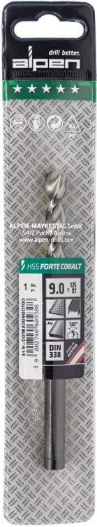 Wiertło do metalu, stali, stali nierdzewnej szlifowane HSS Cobalt DIN 338 Alpen  - 1