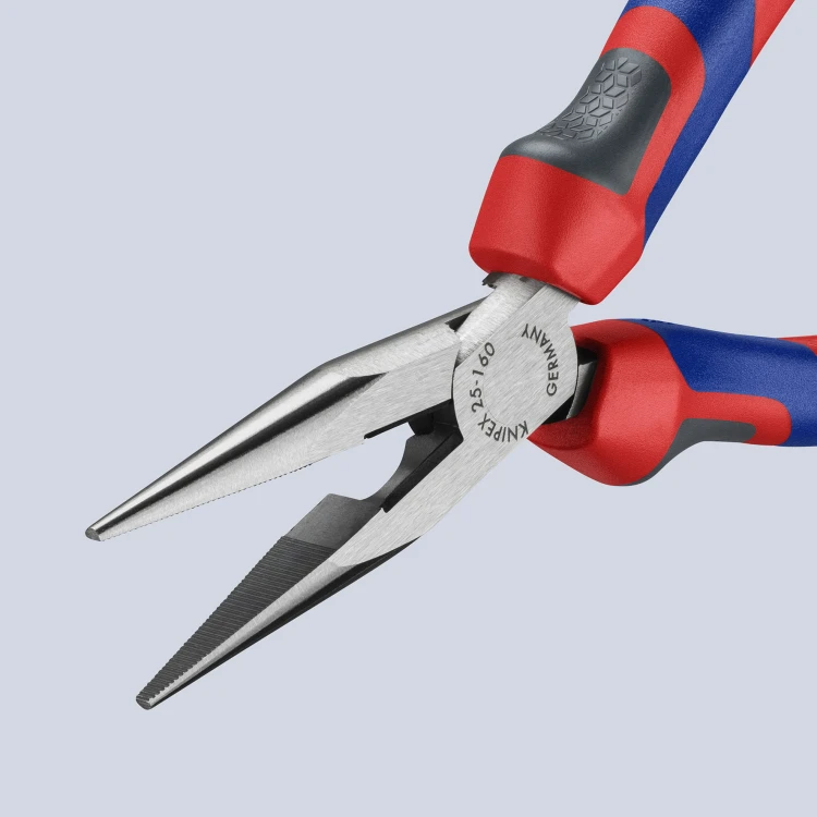 Szczypce półokrągłe (telefoniczne) proste, rękojeści dwukomponentowe Knipex 25 02 / 25 05  - 2