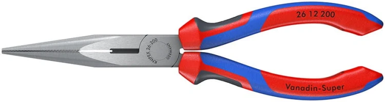 Szczypce półokrągłe (telefoniczne) wydłużone proste, rękojeści dwukomponentowe Knipex 26 12 / 26 15 - 1