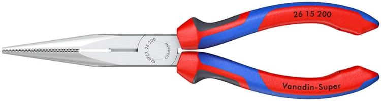 Szczypce półokrągłe (telefoniczne) wydłużone proste, rękojeści dwukomponentowe Knipex 26 12 / 26 15 - 12