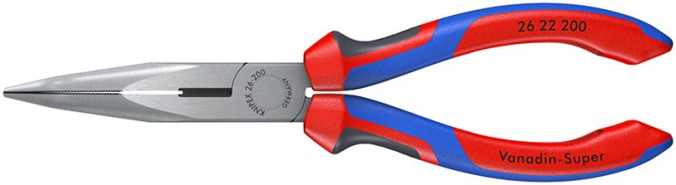 Szczypce półokrągłe (telefoniczne) wydłużone wygięte, rękojeści dwukomponentowe Knipex 26 22 /26 25 - 2