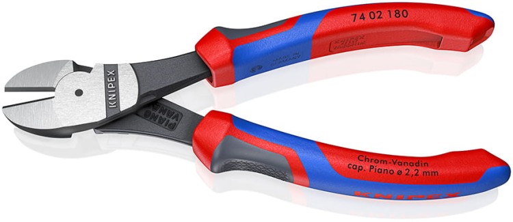 Szczypce tnące boczne (obcinaczki) wzmocnione, rękojeści dwukomponentowe Knipex 74 02 / 74 05 - 1