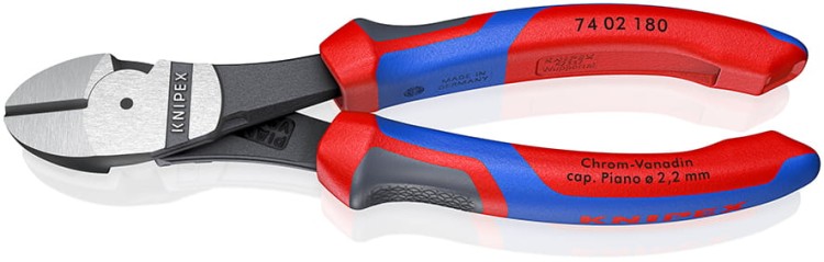 Szczypce tnące boczne (obcinaczki) wzmocnione, rękojeści dwukomponentowe Knipex 74 02 / 74 05 - 3