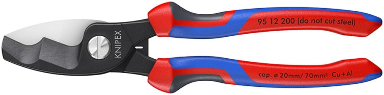 Nożyce do cięcia kabli i przewodów, rękojeści dwukomponentowe Knipex 95 12 200 - 1
