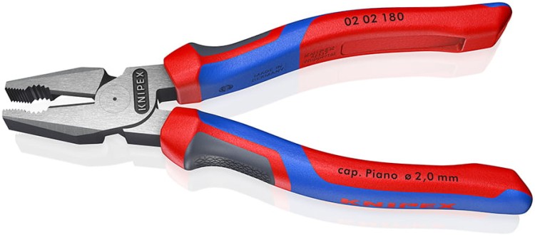 Szczypce uniwersalne (kombinerki) wzmocnione, rękojeści dwukomponentowe Knipex 02 02 / 02 05 - 2