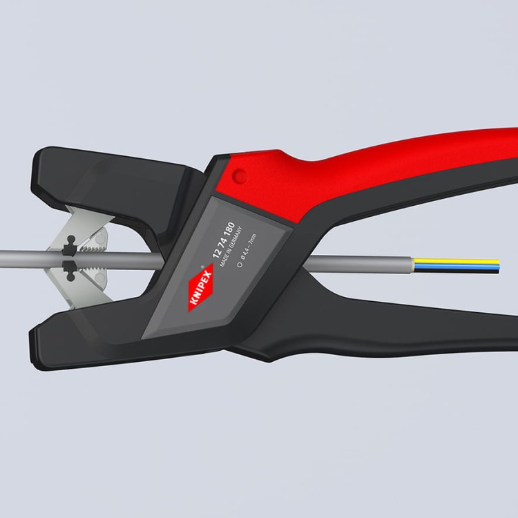 Ściągacz izolacji od 4,4 do 7,5 mm samonastawny 175 mm Knipex 12 74 180 - w użyciu 5