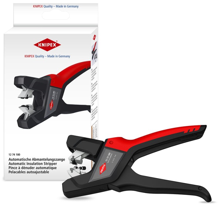 Ściągacz izolacji od 4,4 do 7,5 mm samonastawny 175 mm Knipex 12 74 180 - w użyciu 7