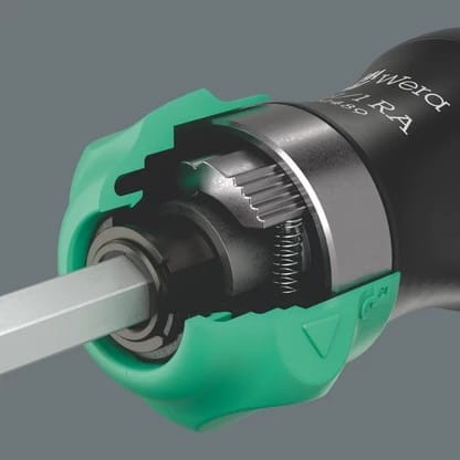Rękojeść Kraftform Kompakt 28 RA 1 z uchwytem do bitów 1/4" Wera - Innowacyjny mechanizm zapadkowy