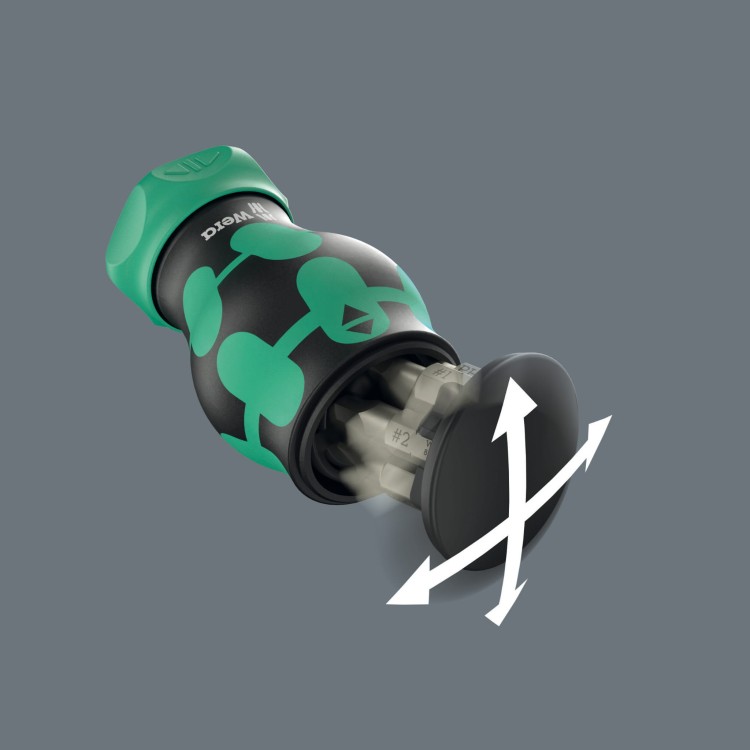 Wkrętak Kraftform Kompakt Stubby Magazin RA 4; 6 części Wera - Obrotowy magazynek na bity