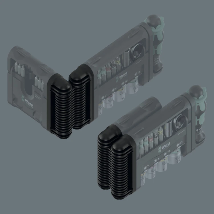 Zawias 9550 do systemu Tool-Check Modular; 67.5 x 91 x 22 mm Wera - Możliwość złożenia w kompaktowy sposób dzięki elastycznemu zawiasowi 9550