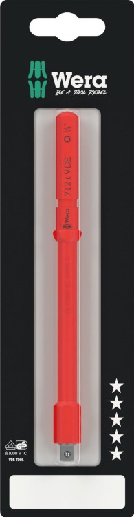 Adapter Kraftform Kompakt A VDE 712 i SB; izolowany; do kluczy nasadowych 1/4"; 1/4" x 154 mm Wera - 1