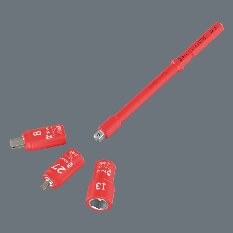 Adapter Kraftform Kompakt A VDE 712 i; izolowany; do kluczy nasadowych 1/4"; 1/4" x 154 mm Wera  - Do izolowanych kluczy nasadowych