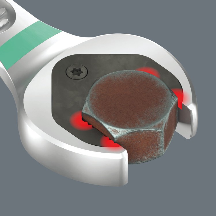 Listwa magnetyczna 9630 z zestawem kluczy płasko-oczkowych z grzechotką 6000 Joker 1; 11 części Wera - Podwójny profil sześciokątny