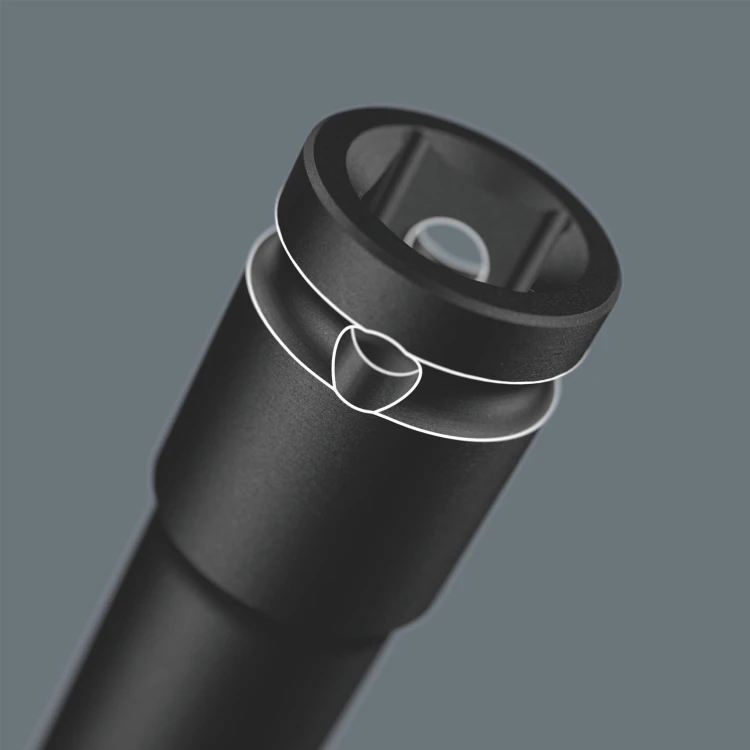 Listwa magnetyczna 9660 B Impaktor Deep 1 z zestawem kluczy nasadowych; 3/8"; 10 części Wera - Otwór poprzeczny i rowek pierścieniowy