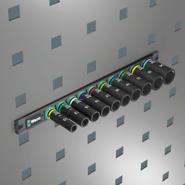 Listwa magnetyczna 9660 B Impaktor Deep 1 z zestawem kluczy nasadowych; 3/8"; 10 części Wera - Magnetyczne