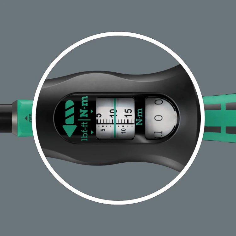 Klucz dynamometryczny Click-Torque A 5 R/L; nastawny z przekładanym zabierakiem czworokątnym (1/4") 1/4" x 2.5-25 Nm Wera - Łatwo i bezpiecznie
